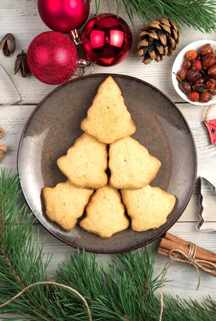 Christmas cookies on a Christmas background