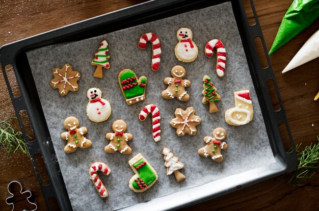 Christmas cookies decorated with icing