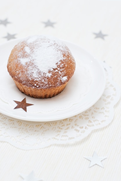 Christmas cookies on white table