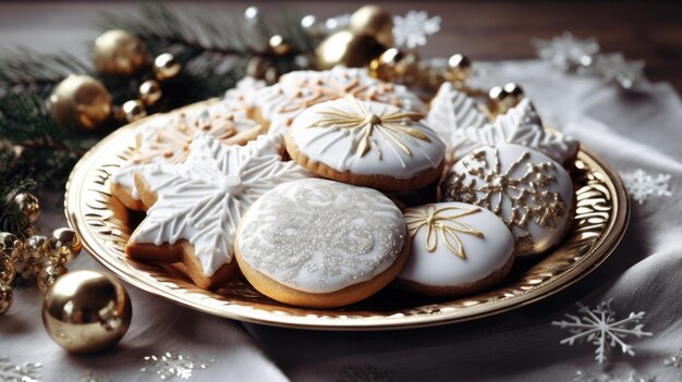 Christmas cookies with decorations in Christmas celebration background concept