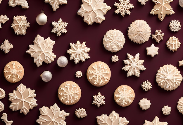 背景のボケ味を持つお祭りの装飾とクリスマス クッキー