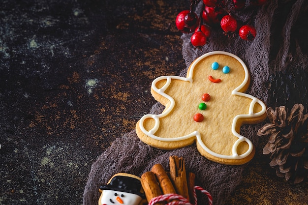 Christmas cookies on wooden table