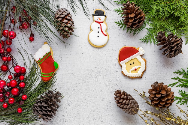 Christmas cookies on wooden table