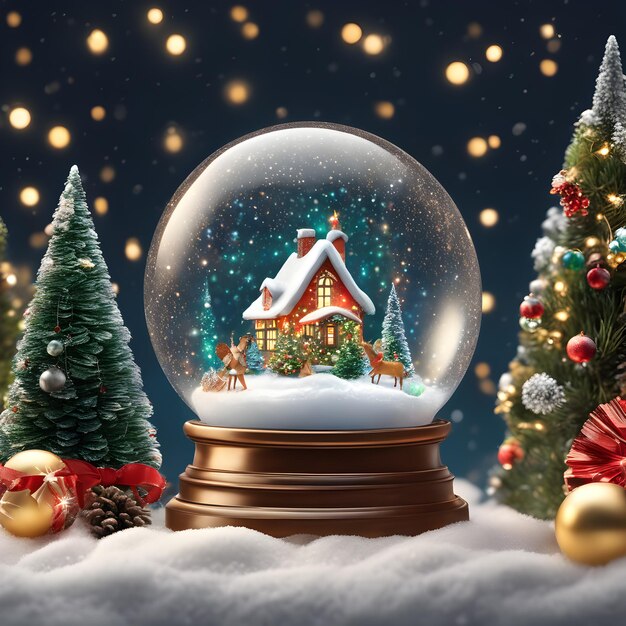 Photo christmas crystal snow globe