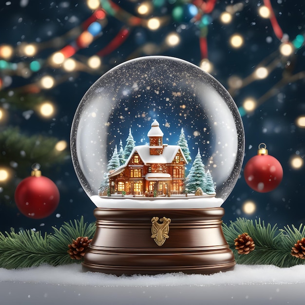 Photo christmas crystal snow globe