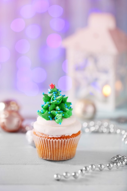 Christmas cupcake, closeup