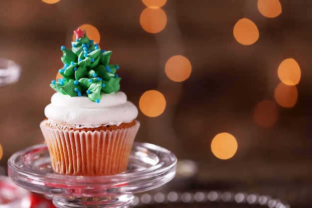 Christmas cupcake, closeup