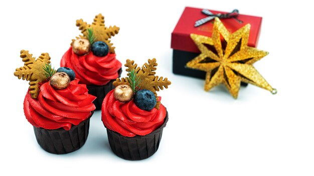 Christmas cupcake with red buttercream