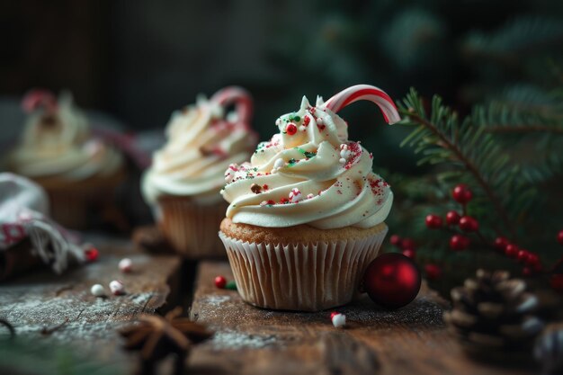 Christmas cupcakes decorated with candy