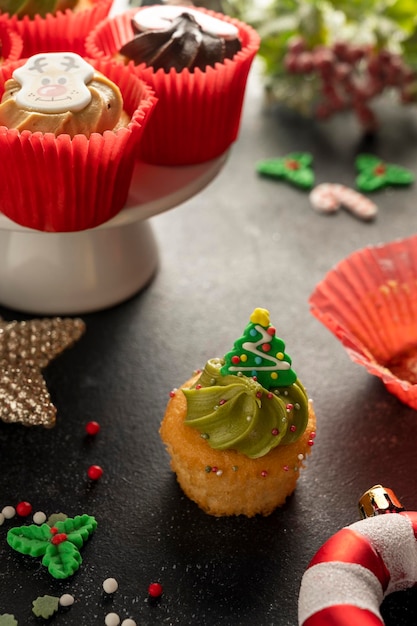 Christmas Cupcakes moody lifestyle seasonal background home baking