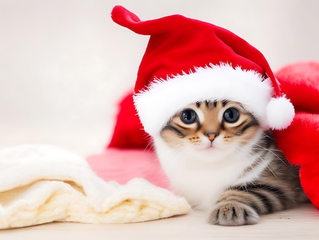 Christmas cute kitten wearing Ai generated