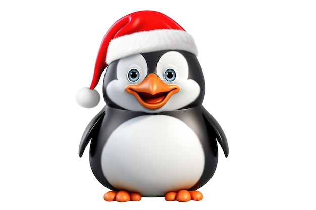 Christmas Cute Little Penguin on a white background Generative AI