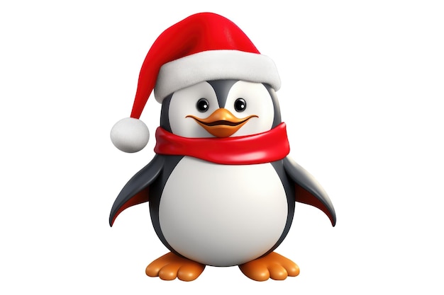 Christmas Cute Little Penguin on a white background Generative AI