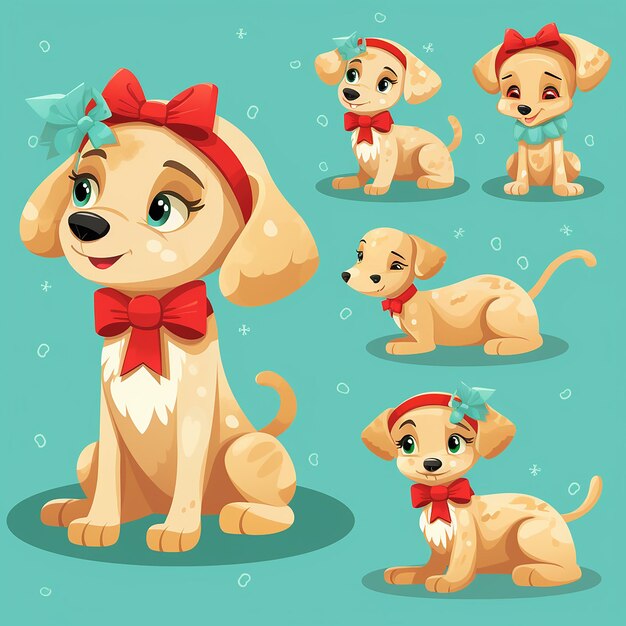 Christmas cute winter dog cartoon background wallpaper