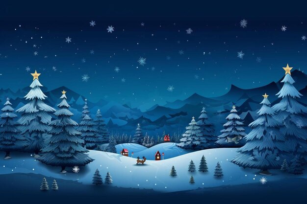 Christmas d illustration on blue background