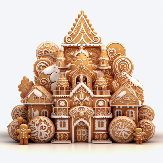 Christmas Day fantasy gingerbread in PNG format on a white background