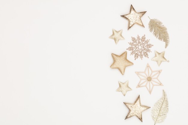 Christmas decor background on the white wooden table