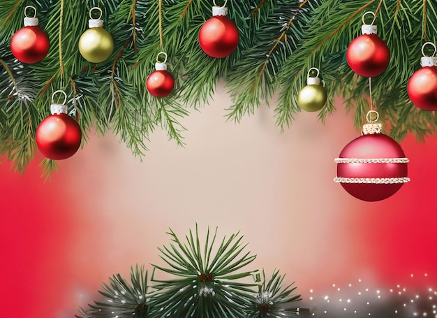 木の枝にクリスマスの装飾ボール