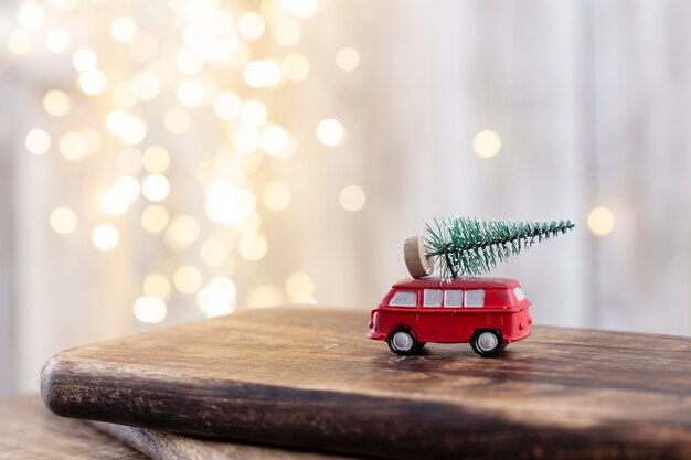 Christmas decor on  bokeh background.