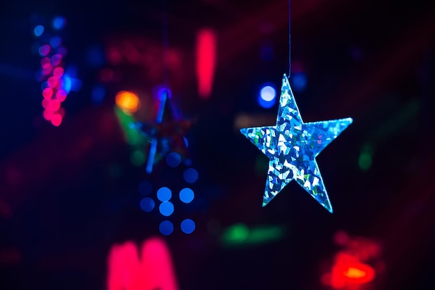 Christmas decor of stars on a colorful background