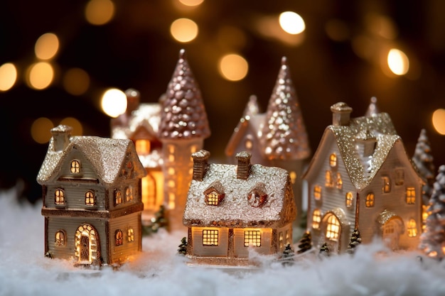 Christmas decor Winter holiday town New Year Christmas Eve