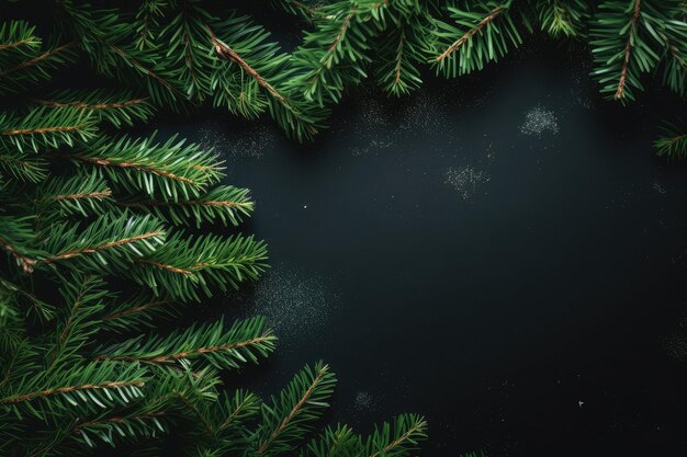 Christmas decor with fir branch on dark background