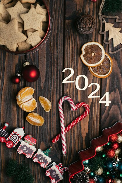 Christmas decor on a wooden table