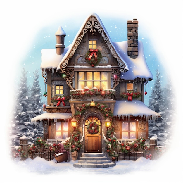 Christmas Decorated House Sublimation