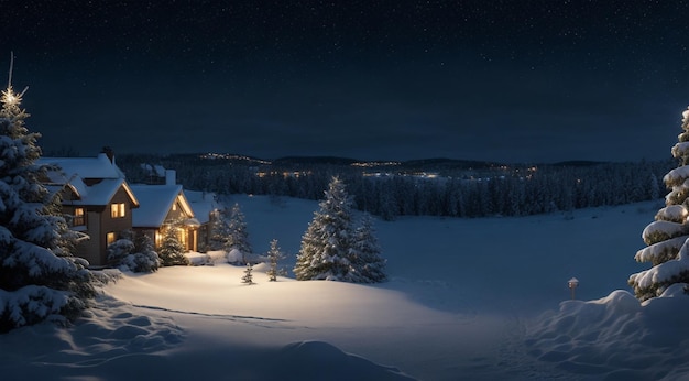 christmas decorated house in winter house in the snow christmas decorated house in winter