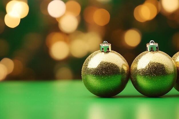 Photo christmas decoration background on green background