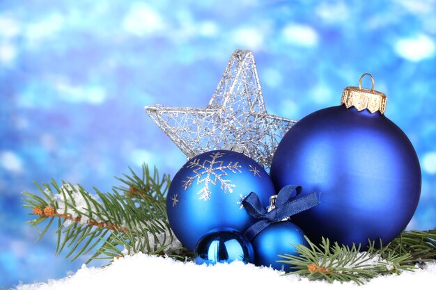 Christmas decoration on blue