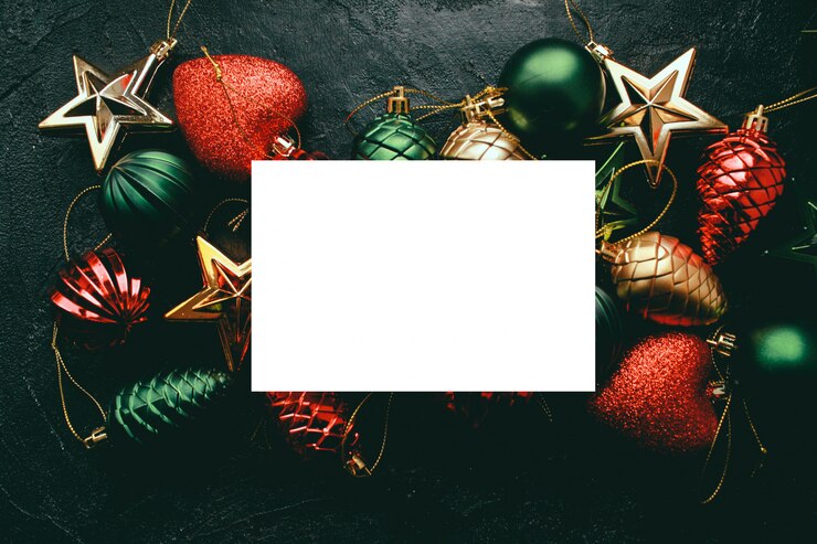 फोटो christmas decoration elements frame with card