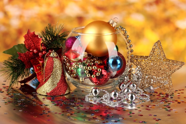 Christmas decoration on golden background