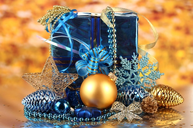 Christmas decoration on golden background