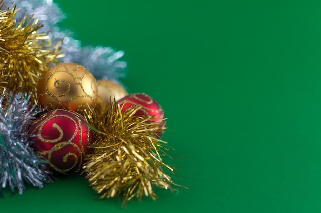 Christmas decoration on green background