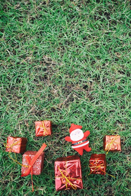 Christmas decoration on green lawn.