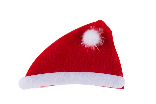 白い背景の上のサンタ クロースのクリスマス装飾帽子