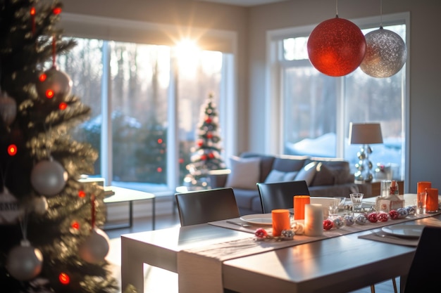 Christmas decoration in living room interior