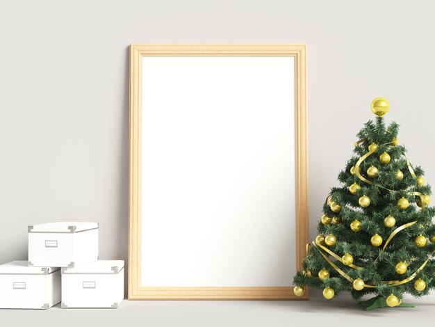 Photo christmas decoration mock up poster frame