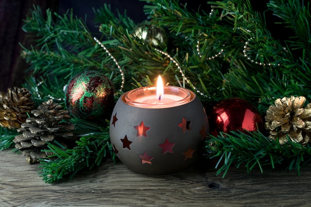 Christmas decoration old Wooden Table