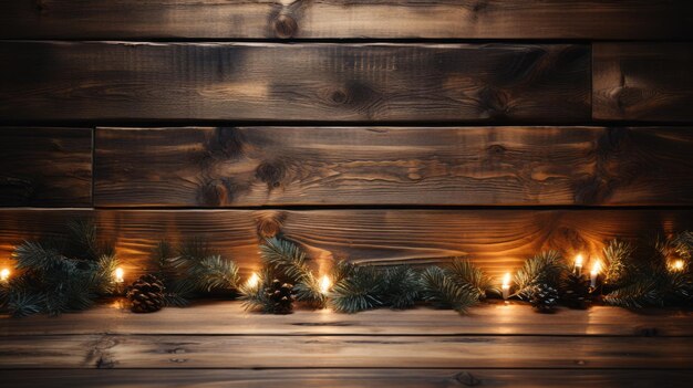 Фото Рождественское украшение на деревянном фоне