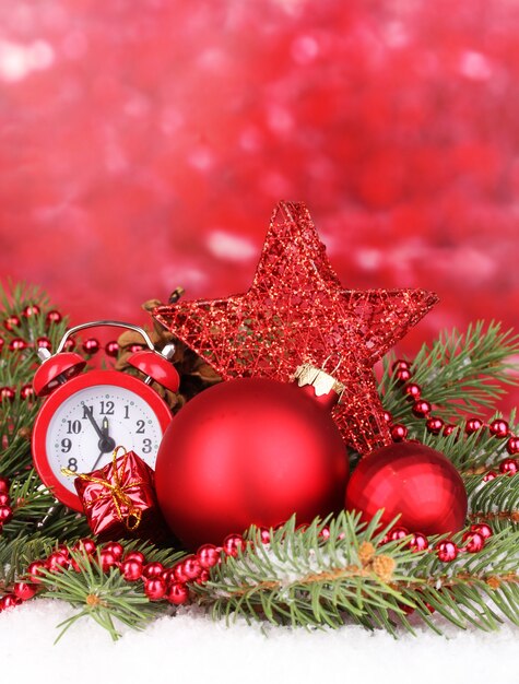 Christmas decoration on red background