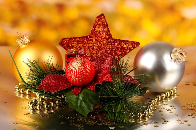 Christmas decoration on red background