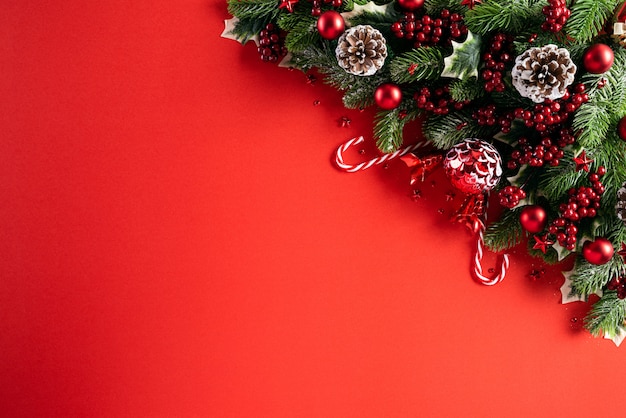 Christmas decoration red background 