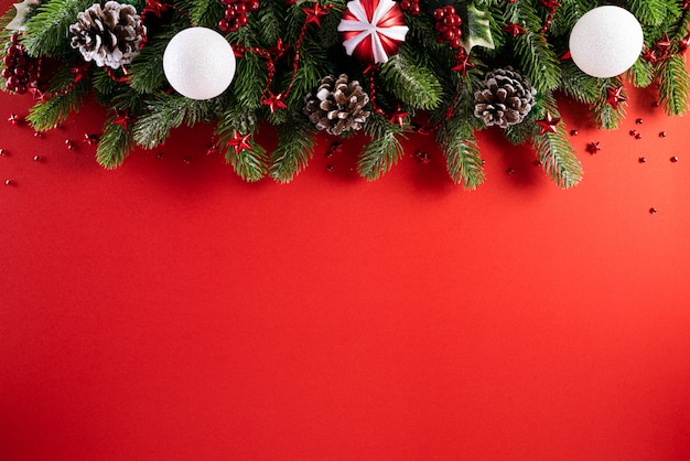 Christmas decoration red background 