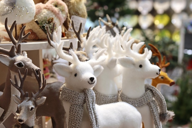 Christmas decoration a set of deer in the store for decoration decor for the new year