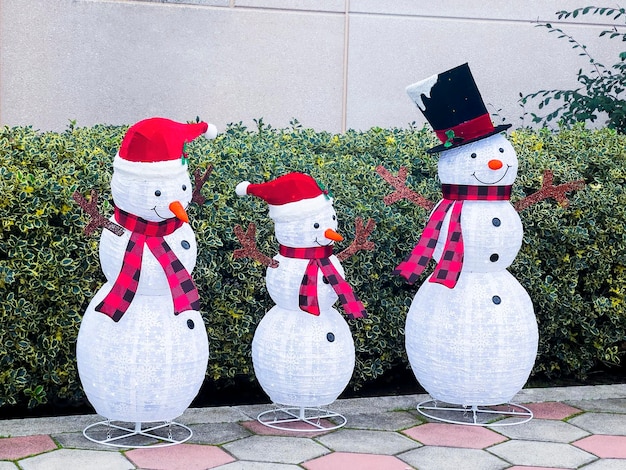 Decorazione natalizia di pupazzi di neve con cappello