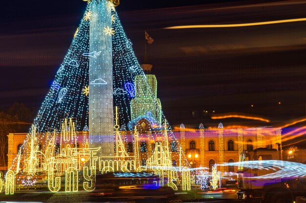 Photo christmas decoration in tbilisi city centre georgia