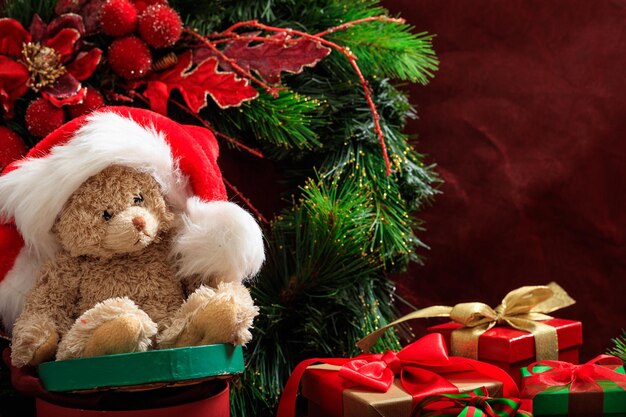 Christmas decoration teddy bear and gifts