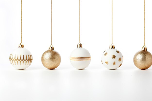 Christmas Decoration on White Background Copy Space